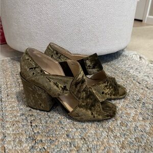 Cabi crushed velvet interlock block heal shoes